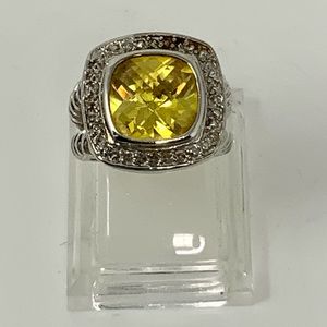 Albion lemon citrine sterling silver ring excellent condition cushion cut